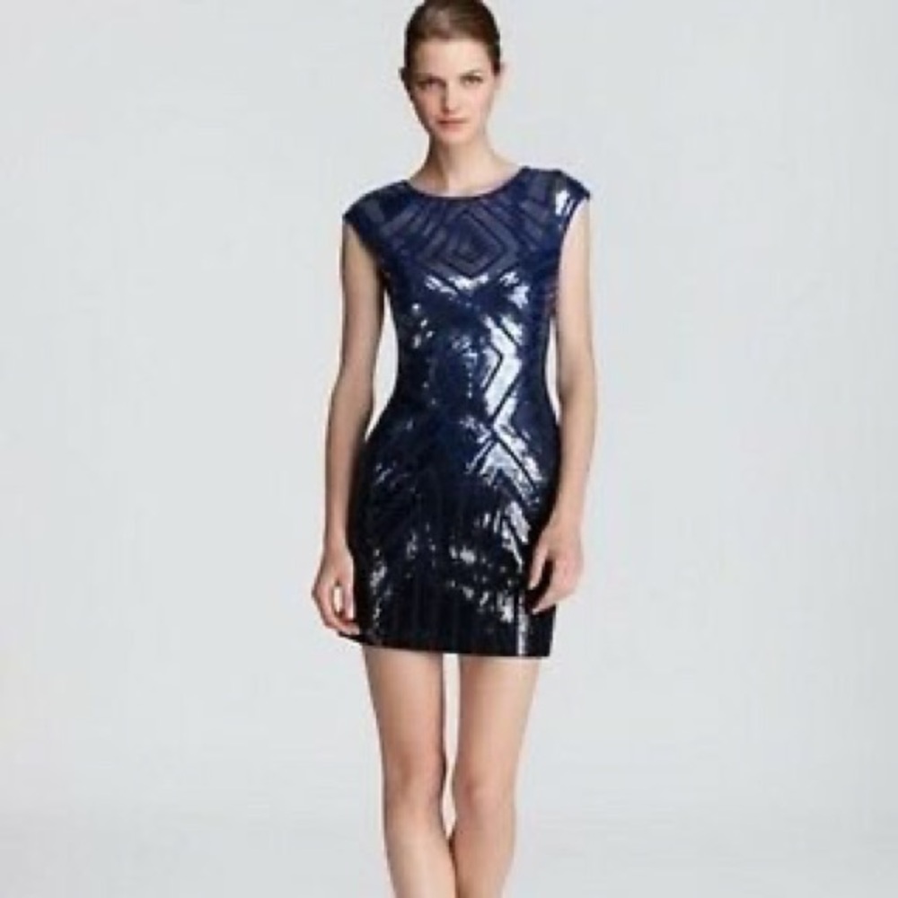 BCBGMAXAZRIA Geometric Sequin Dress